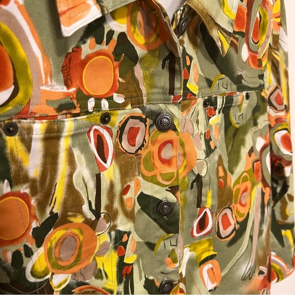 Kaktus Women’s XL Abstract Colorful Jacket  3/4 Sleeve Cotton Blend - Picture 4 of 11